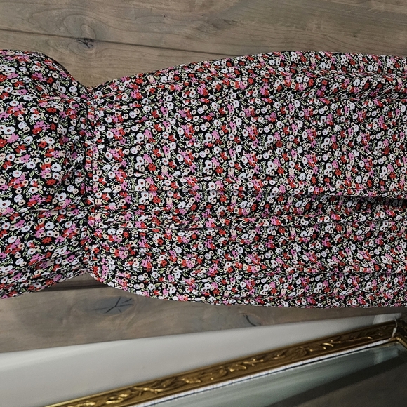 KIMCHI BLUE Ditsy Floral Strapless Sundress In Pink/red Multi. Size S - Picture 9 of 14